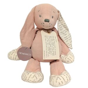 Demdaco DEAR BABY Bunny Plush NWT Pink Gray Stitching Encouraging Words